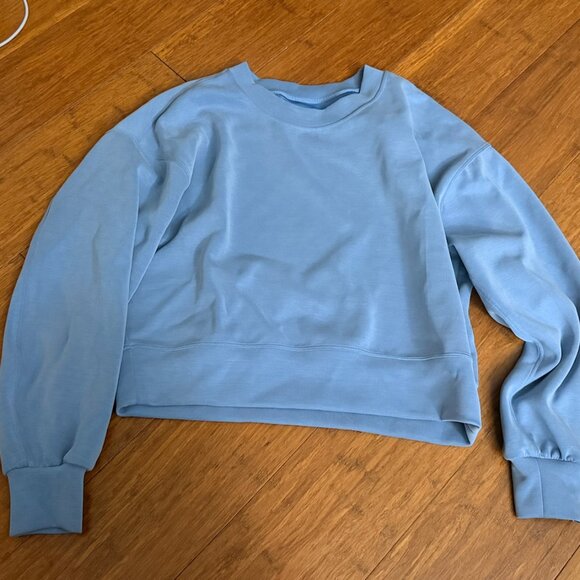 Lululemon Softstreme Perfectly Oversized Cropped Crew Colour Blue Willow - Picture 2 of 3